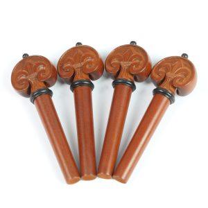 Carved Peg Set Boxwood - Fleur de Lys Model Heart Violin 4/4