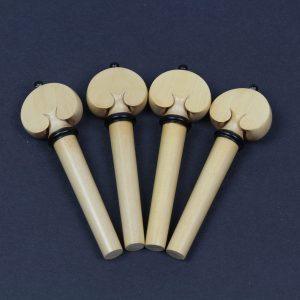 Peg Set White Boxwood - Heart Model with Ebony Trim for VIOLIN