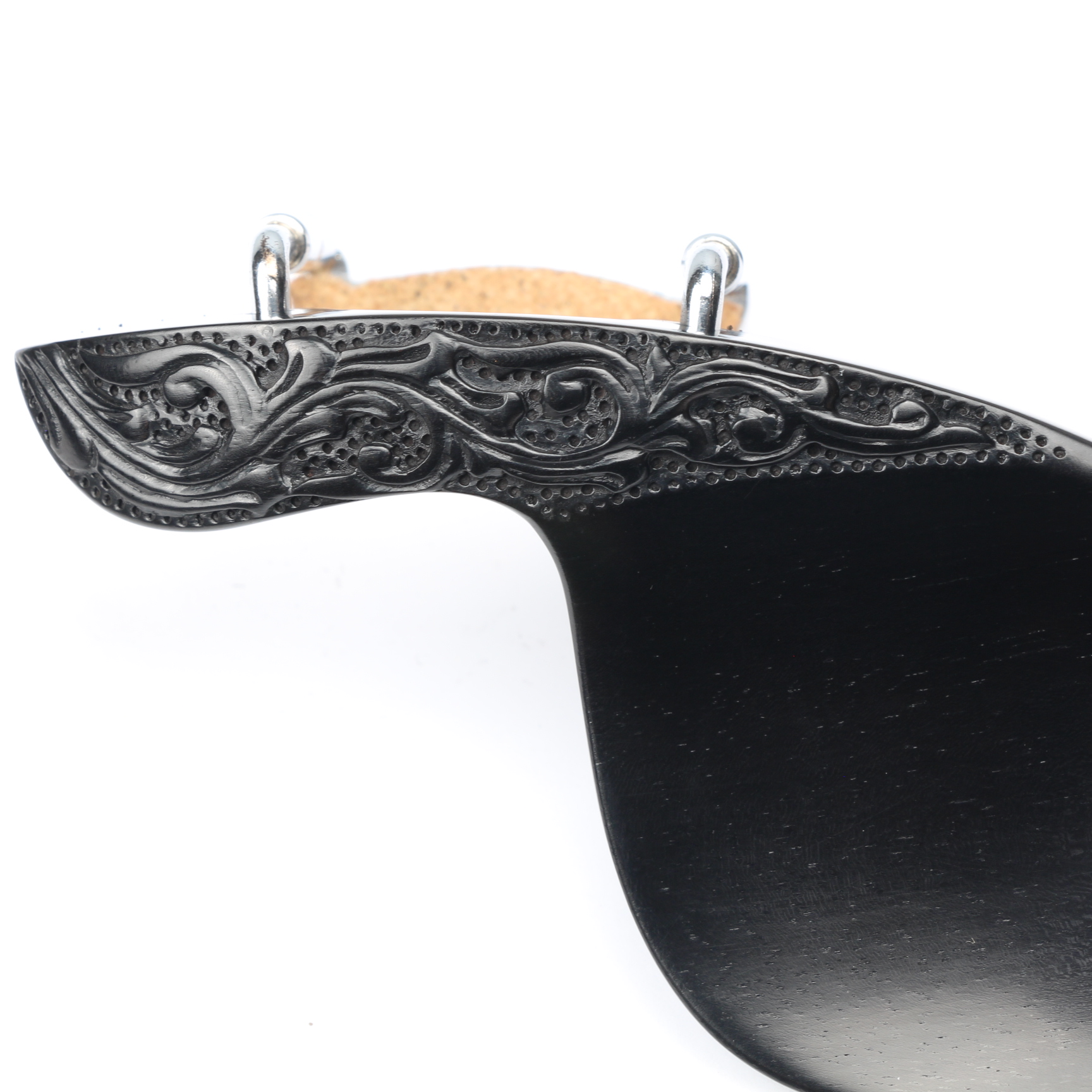 Violin Chinrest Italian Ebony Carved - Medium Height - Image 3