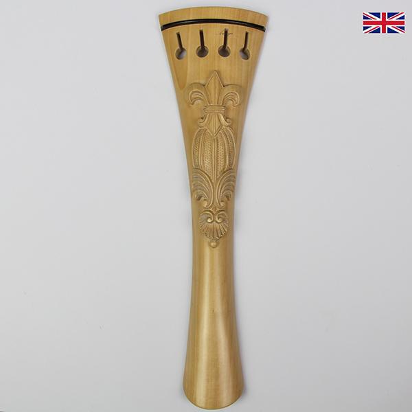 Carved Tailpiece White Boxwood Fleur de Lys Long- Cello
