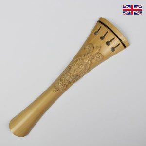 Carved Tailpiece White Boxwood Fleur de Lys Long- Cello