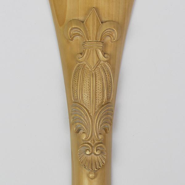 Carved Tailpiece White Boxwood Fleur de Lys Long- Cello