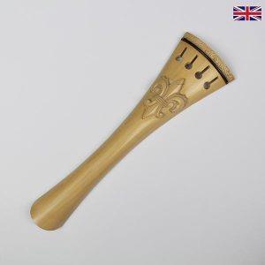 Carved Tailpiece White Boxwood Fleur de Lys - Cello