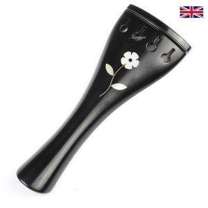 Tailpiece Ebony Wood - Tulip  with Ebony Trim Flower Inlay