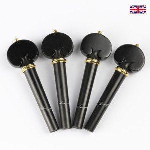 Peg Set Ebony - Heart Model with Brass Trim Violin