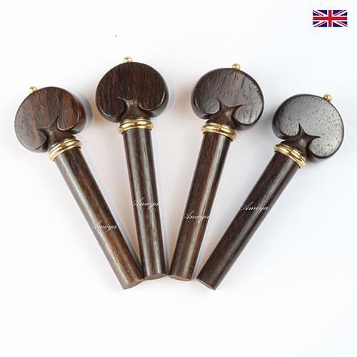 Peg Set Rosewood - Heart Model with Brass Trim Violin