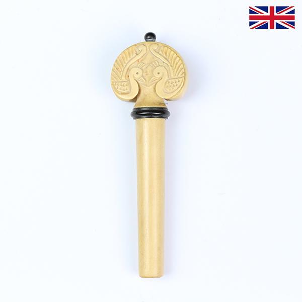Carved Peg Set White Boxwood Violin Peacocks 4/4