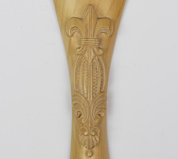 Carved Tailpiece White Boxwood Fleur de Lys - 4/4 Violin Long