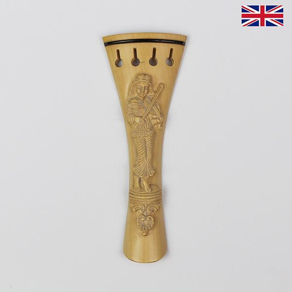 Carved Tailpiece White Boxwood St Cecile - 4/4 Violin 10.8cm